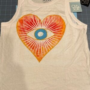 Chaser Heart Eye Graphic Tank Top Size S NWT